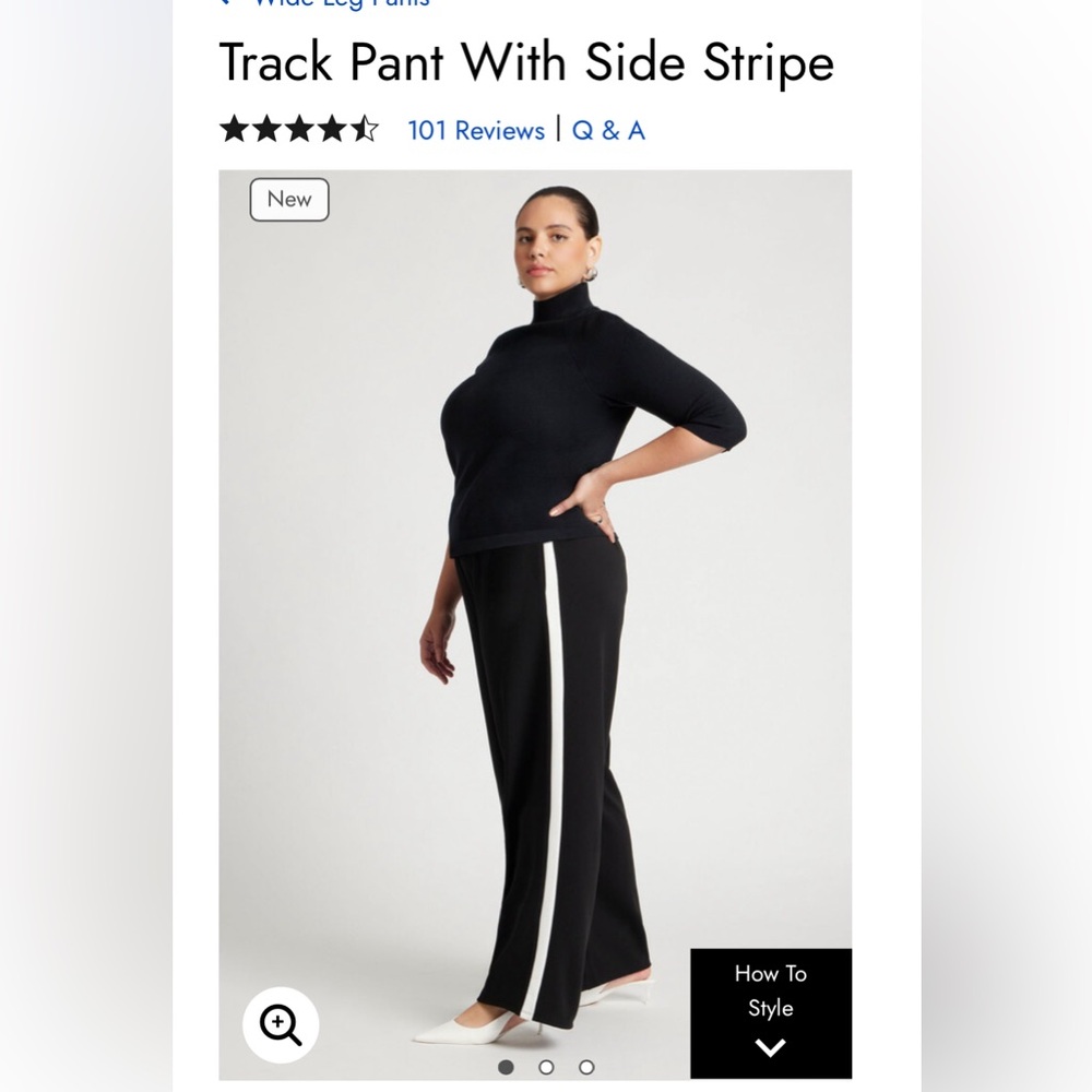 Black track pants with side stripe, Eloquii
